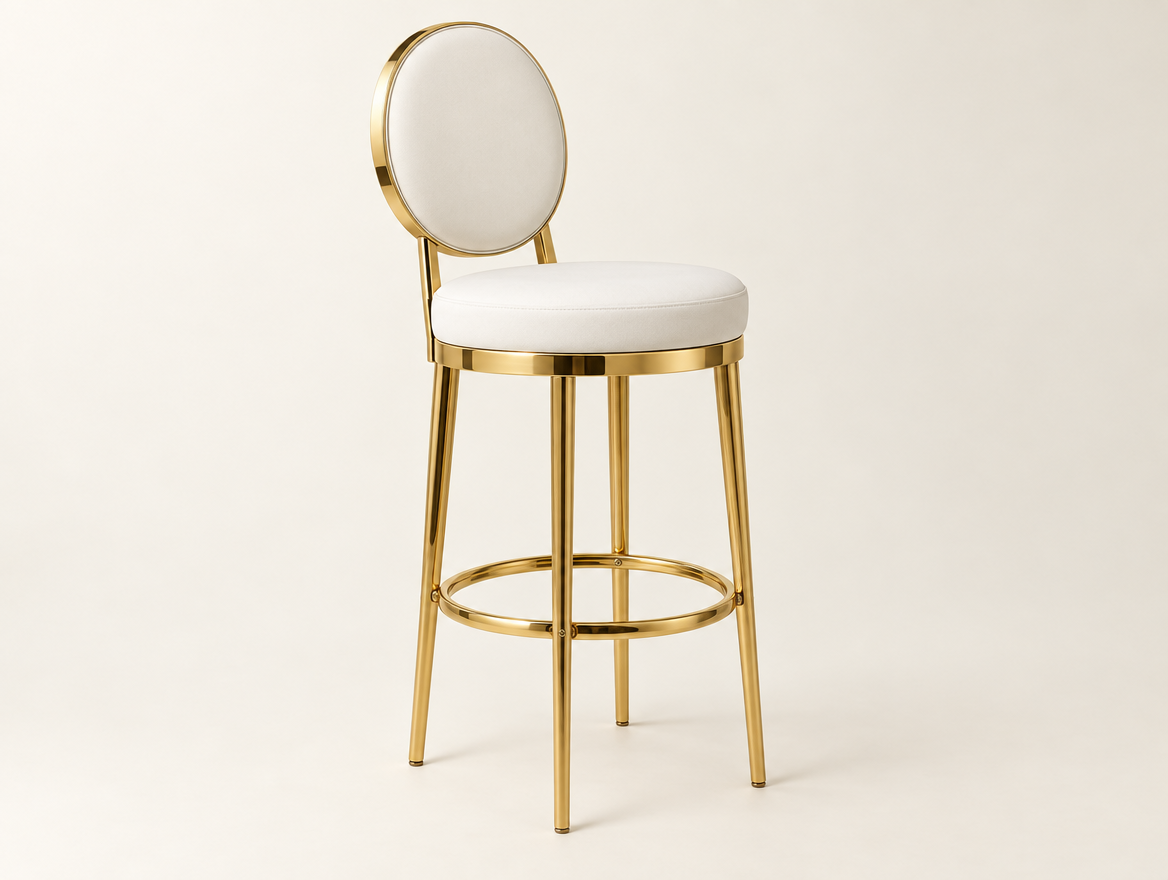 Gold Cushioned Barstool - Image 1