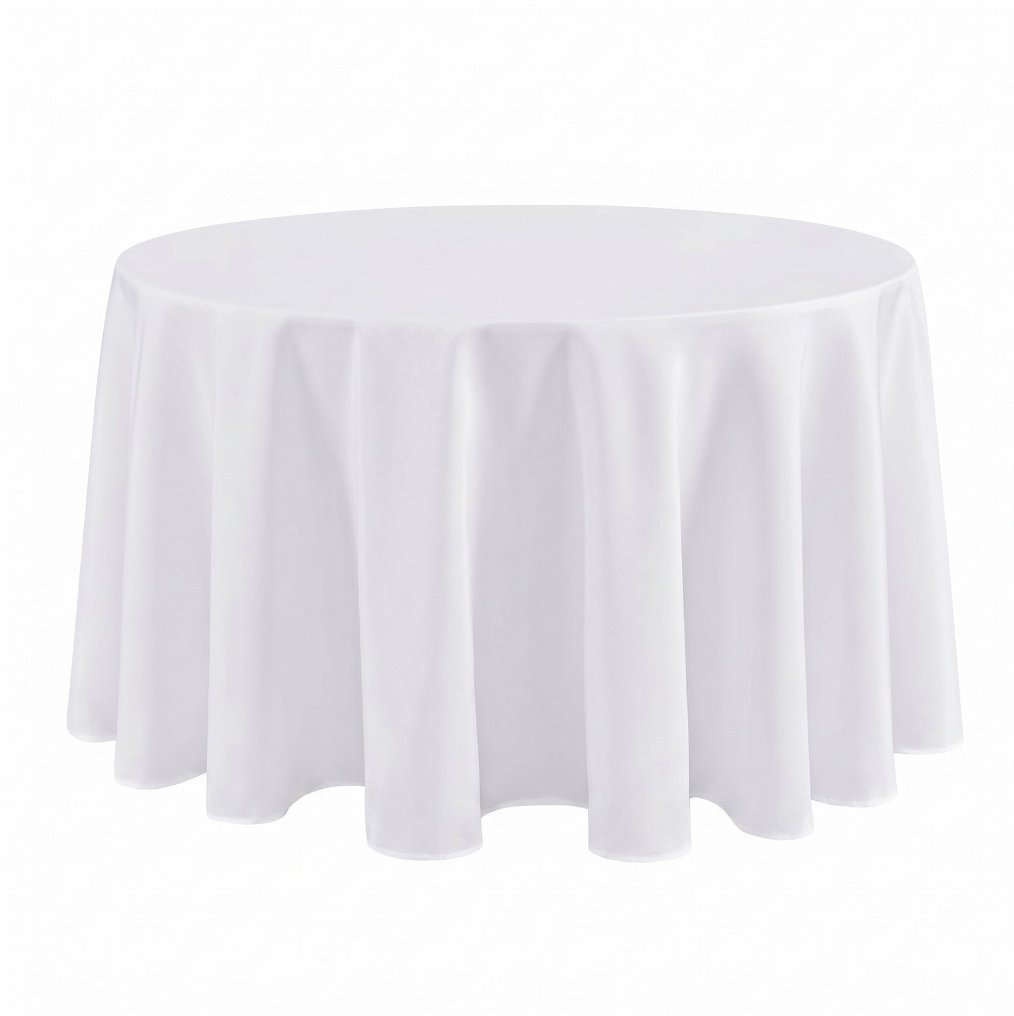 White 120-inch Round Tablecloth